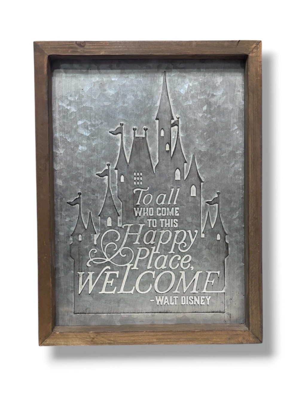 HALLMARK x Disney Castle Happy Place Wood and Metal Quote Sign, 8.75x12